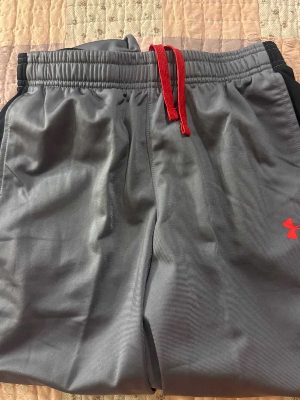 Under Armour Boys' Gray Shorts with Red Drawstring